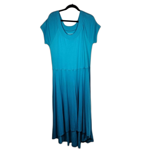 Soft Surroundings Maxi Dress Hi Low Short Sleeve Cotton Casual Blue‎ Stretch L - Picture 2 of 12